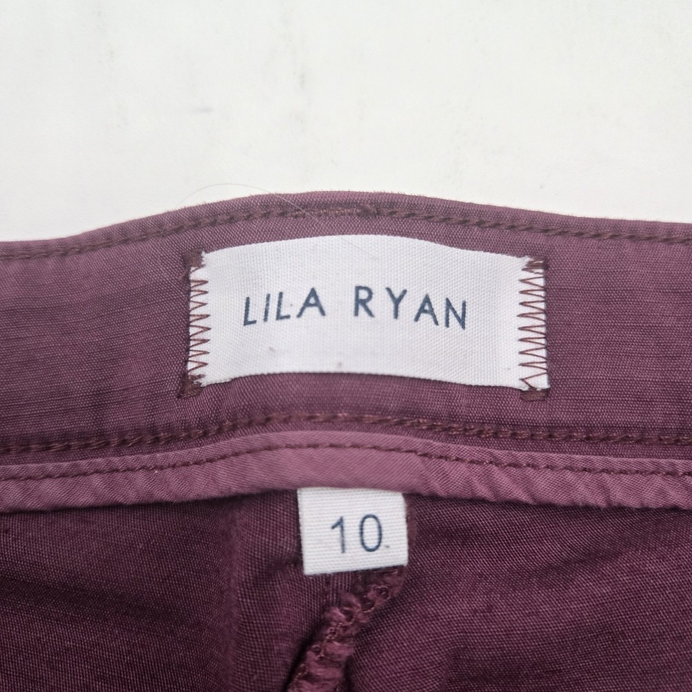 Lila Ryan Women's Pants Wine Colored Chino Straight Leg - Picture 7 of 15
